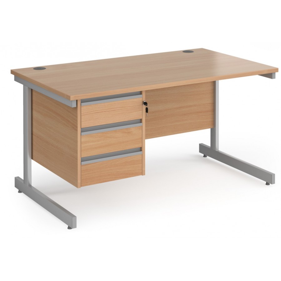 Harlow Straight Office Desk with Fixed Pedestal